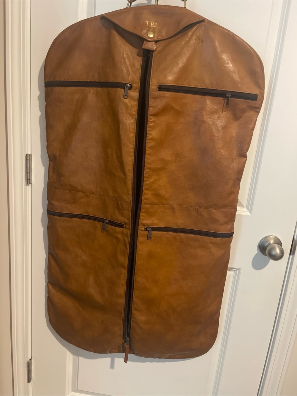 Men's Faux Leather Garment Bag - Tan Vintage has wear 22X40